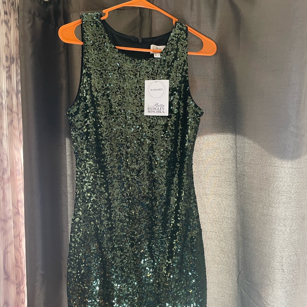 Green sequence Badgley Mischka dress
